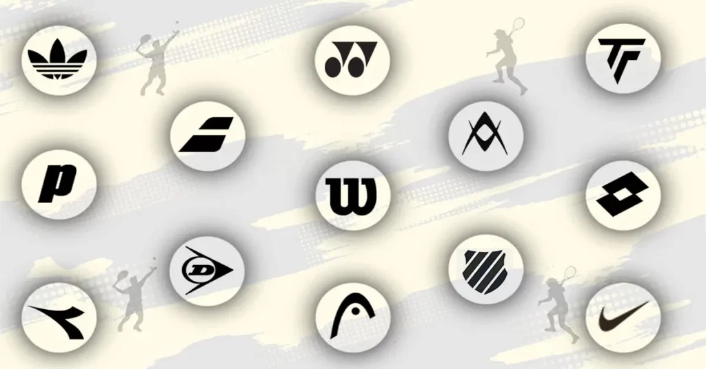 An image featured some of the best tennis racket brands logos.